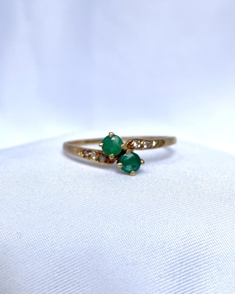 Bague Toi &amp; Moi Emeraude et diamants "Lucida" - Elliade Paris