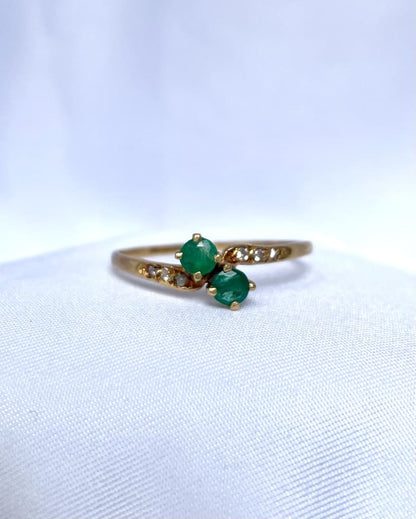 Bague Toi &amp; Moi Emeraude et diamants &quot;Lucida&quot;