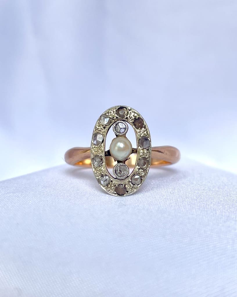 Bague Art-déco Perle &amp; Diamants &quot;Maïa&quot;