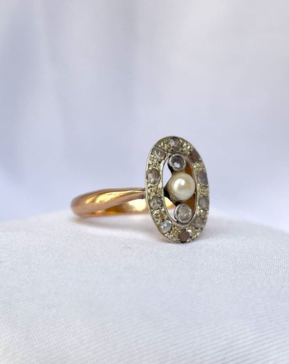 Bague Art-déco Perle &amp; Diamants &quot;Maïa&quot;