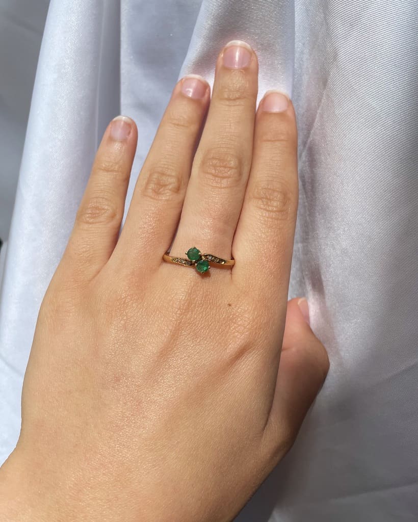 Bague Toi &amp; Moi Emeraude et diamants "Lucida" - Elliade Paris