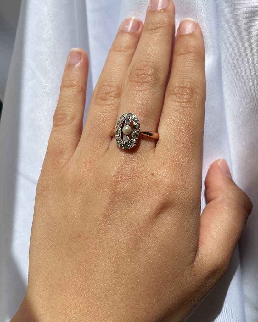 Bague Art-déco Perle &amp; Diamants &quot;Maïa&quot;