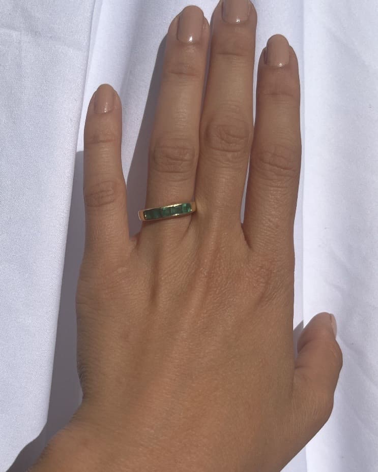 Bague vintage émeraudes calibrées "Laëtitia" - Elliade Paris