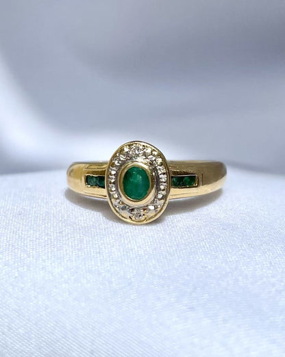 Bague style Art-Déco émeraudes et diamants &quot;Christie&quot;
