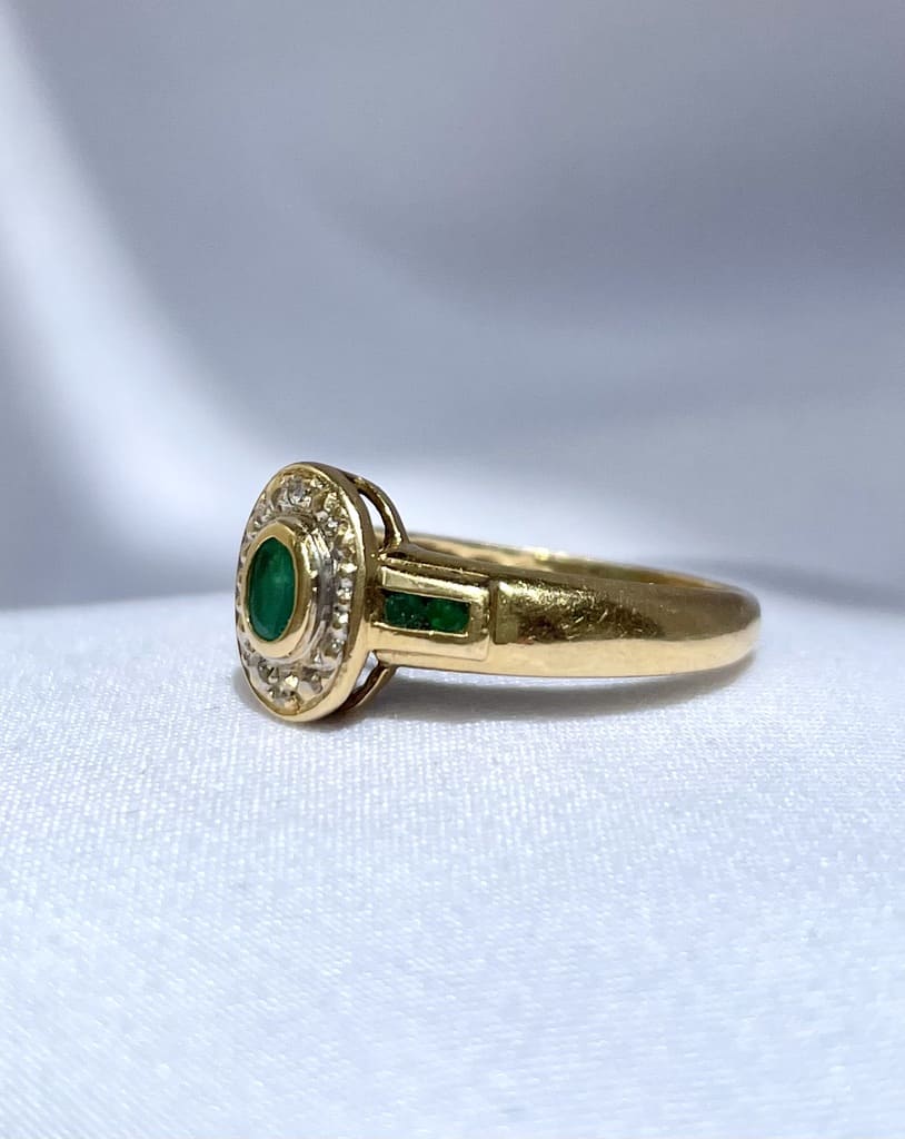Bague style Art-Déco émeraudes et diamants &quot;Christie&quot;