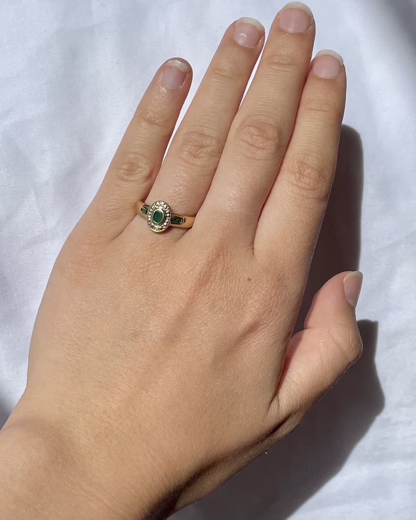 Bague style Art-Déco émeraudes et diamants &quot;Christie&quot;