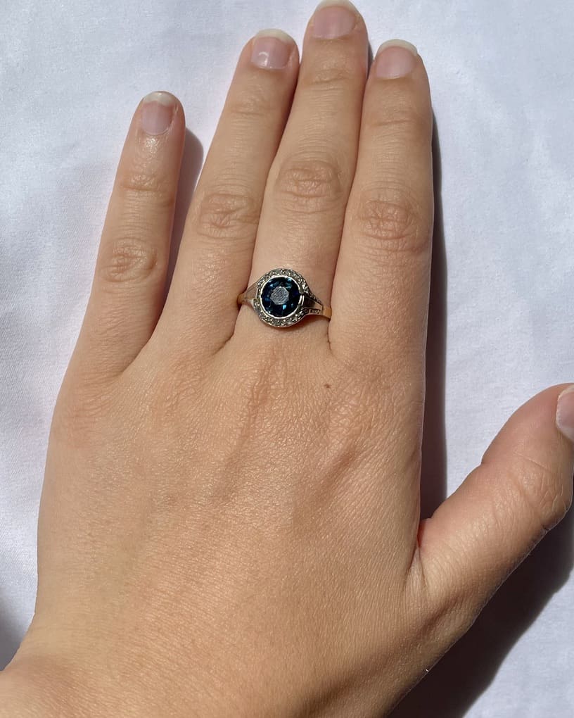 Bague Art-Déco Saphir &amp; Diamants "Lizy" - Elliade Paris