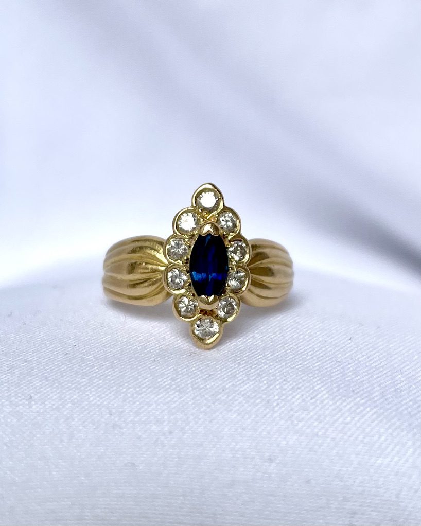 Bague Marguerite Saphir &amp; Diamants "Clémentine" - Elliade Paris