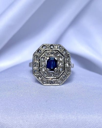 Bague saphir &amp; diamants Art-Déco &quot;Emilia&quot;