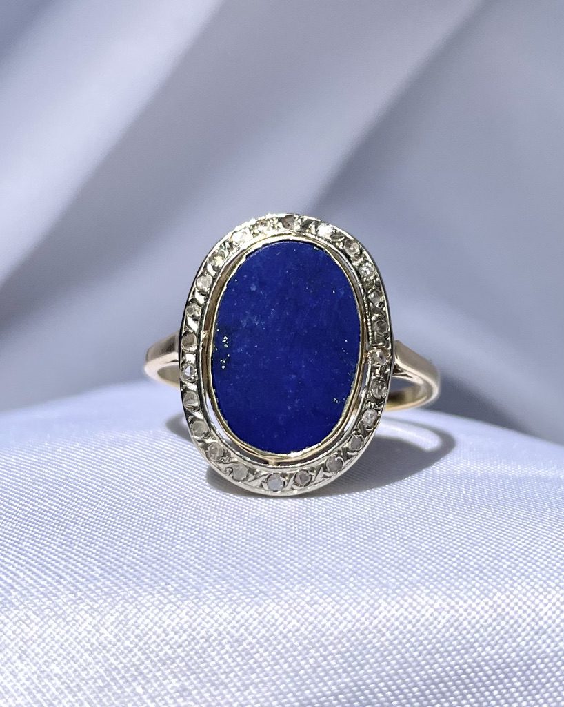 Bague Art-Déco Lapis Lazuli &amp; Diamants "Alizée" - Elliade Paris