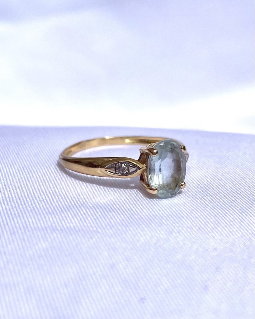 Bague Aigue-Marine &amp; diamants &quot;Joséphine&quot;