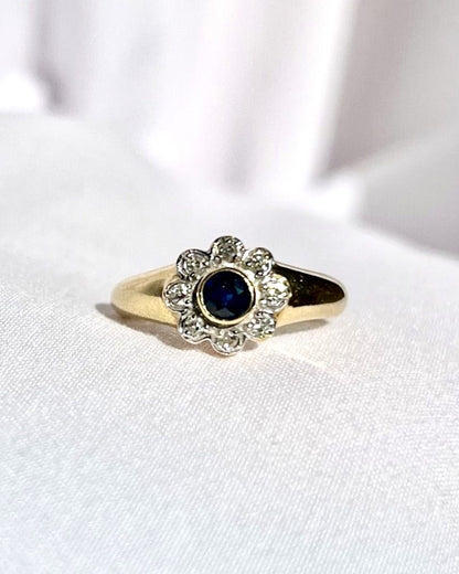 Bague Vintage Marguerite Saphir &amp; Diamants &quot;Lise&quot;