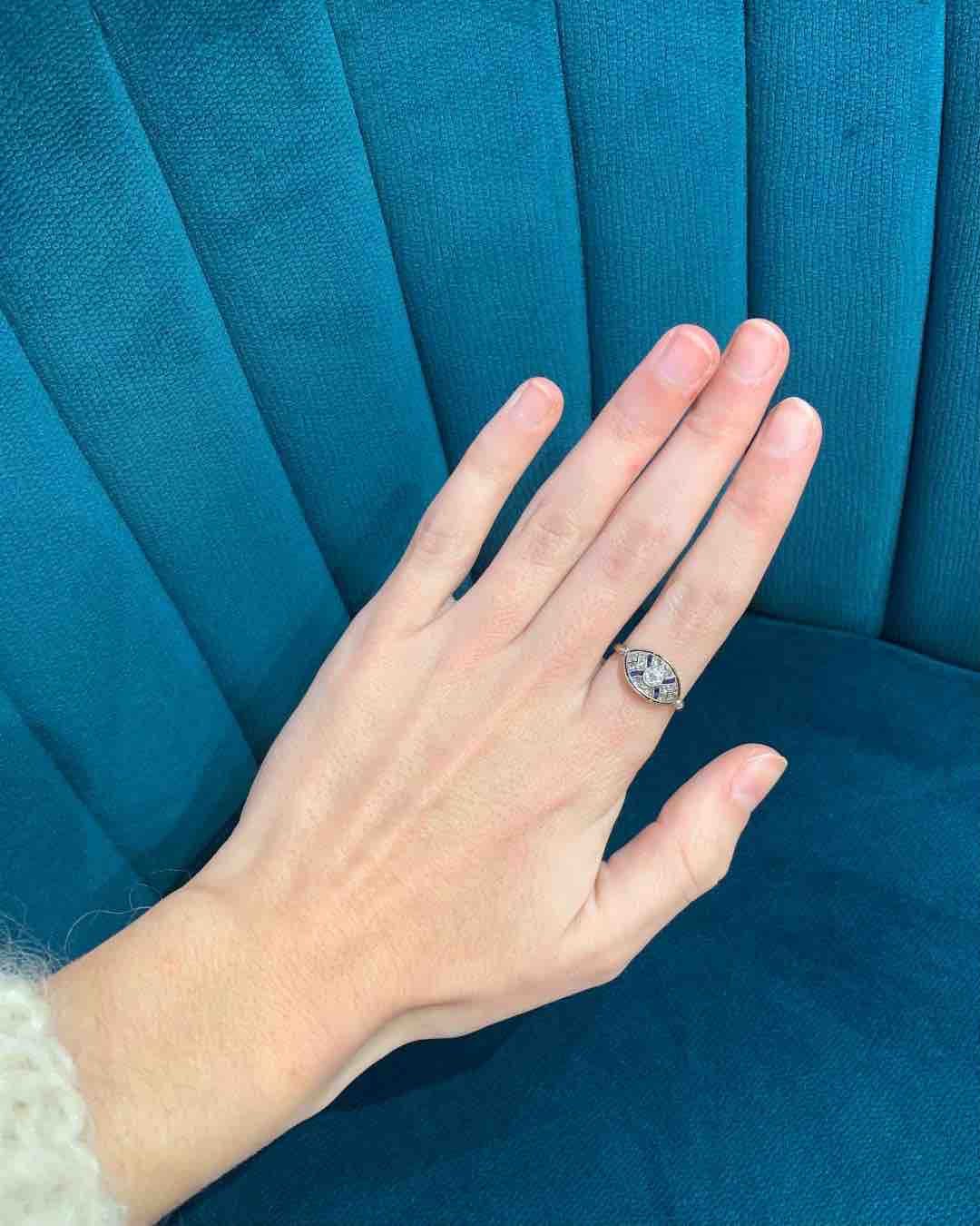 Bague Art-déco Diamants &amp; Saphirs &quot;Adélia&quot;