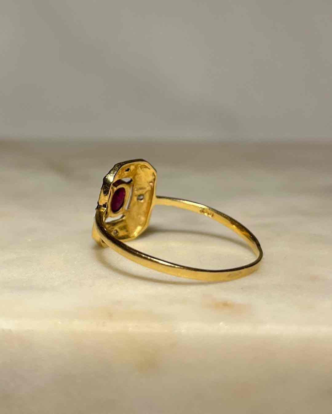 Bague style Art-Déco Rubis &amp; Diamants "Adriana"