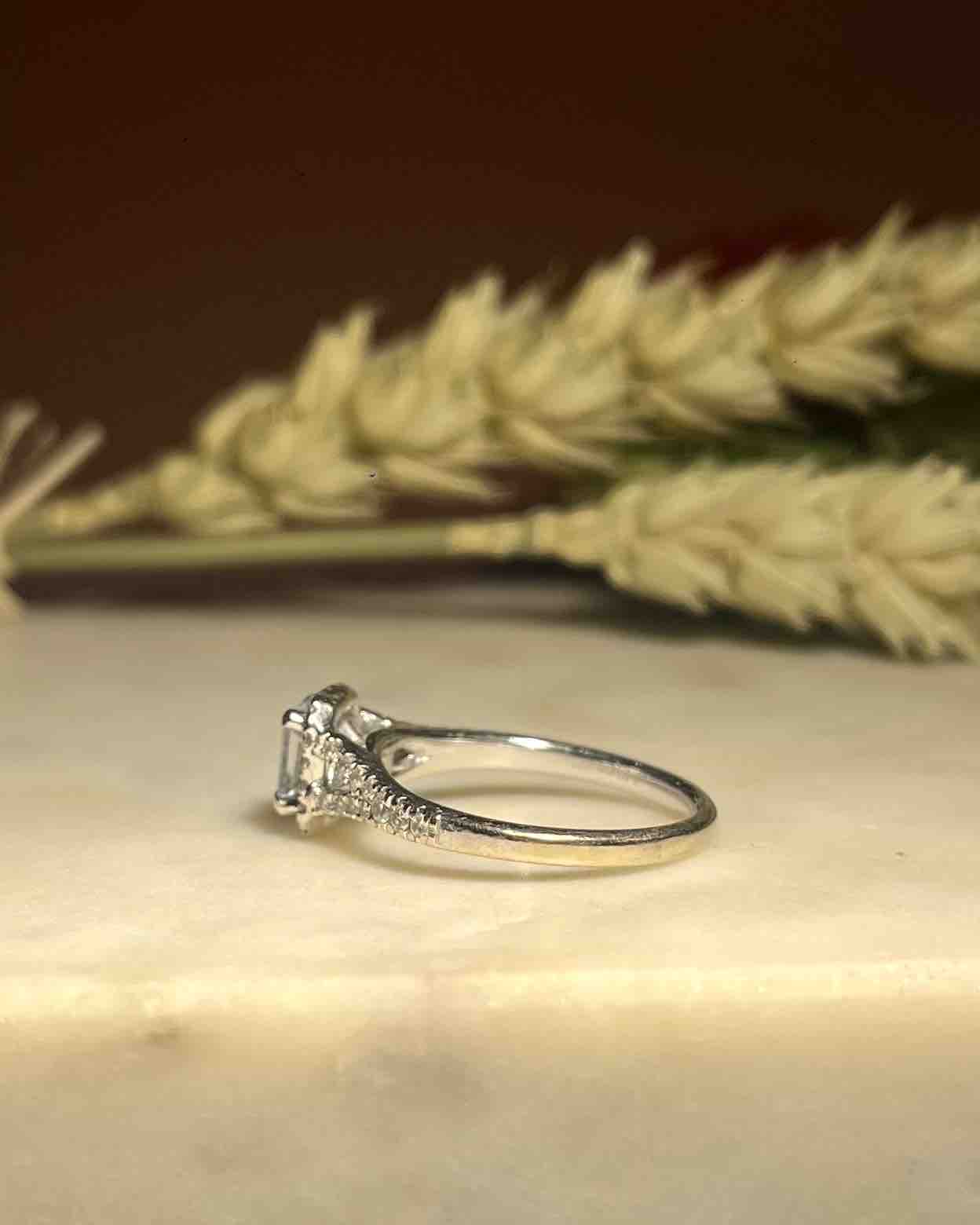 "Cristina" Aquamarine and 40 Diamond Ring