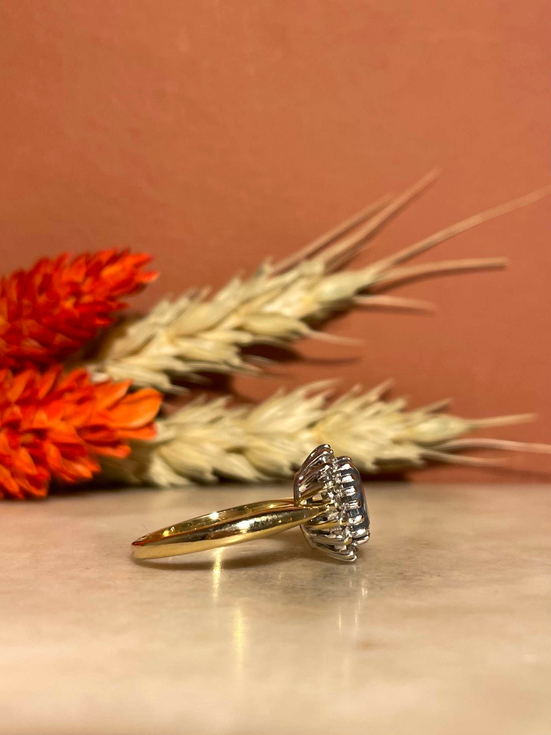 Bague Marguerite Aigue-Marine et Diamants &quot;Aloya&quot;