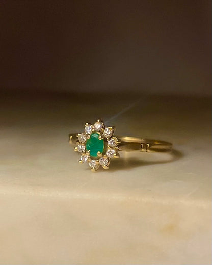 Bague Marguerite émeraude &amp; diamants &quot;Alina&quot;