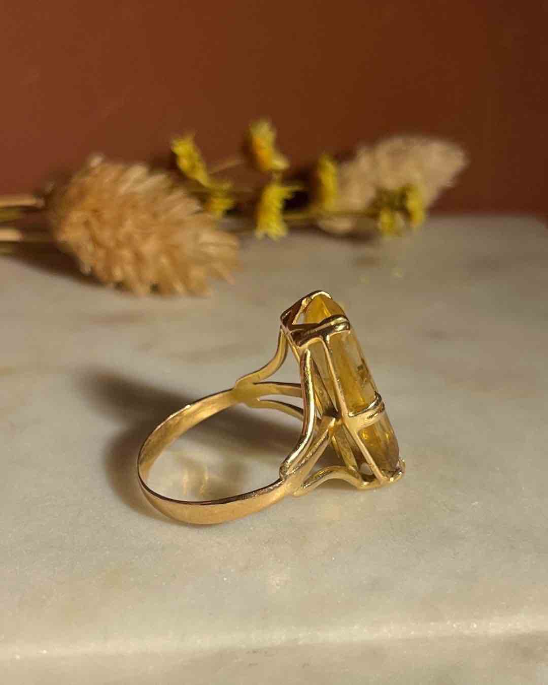 Bague vintage cocktail Citrine &quot;Alizée&quot;