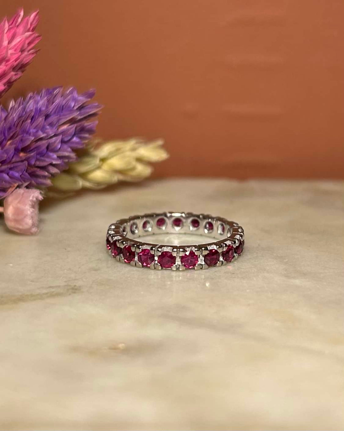 American Wedding Band 20 Rubies 1 carat &quot;Mariama&quot;