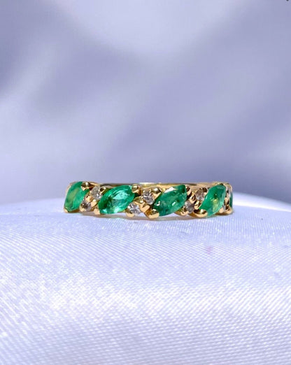 Alliance émeraudes &amp; diamants &quot;Sarah&quot; - Elliade Paris