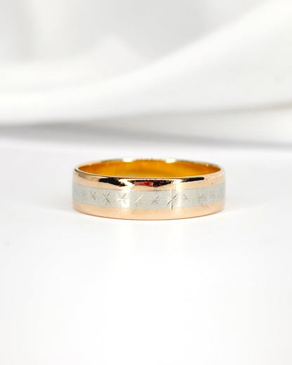 Alliance Or Jaune &amp; Gris 18 carats 5mm "William" - Elliade Paris