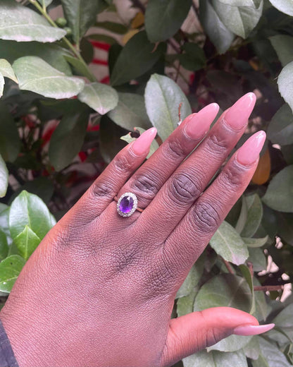 Bague Marguerite Améthyste 2.30 Carats &amp; 14 Diamants &quot;Bloom&quot;