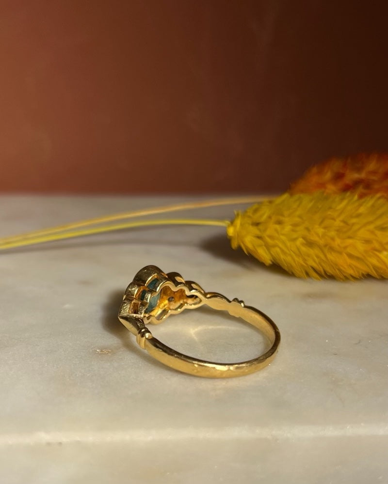 "Amira" Emerald and Diamond Trilogy Ring