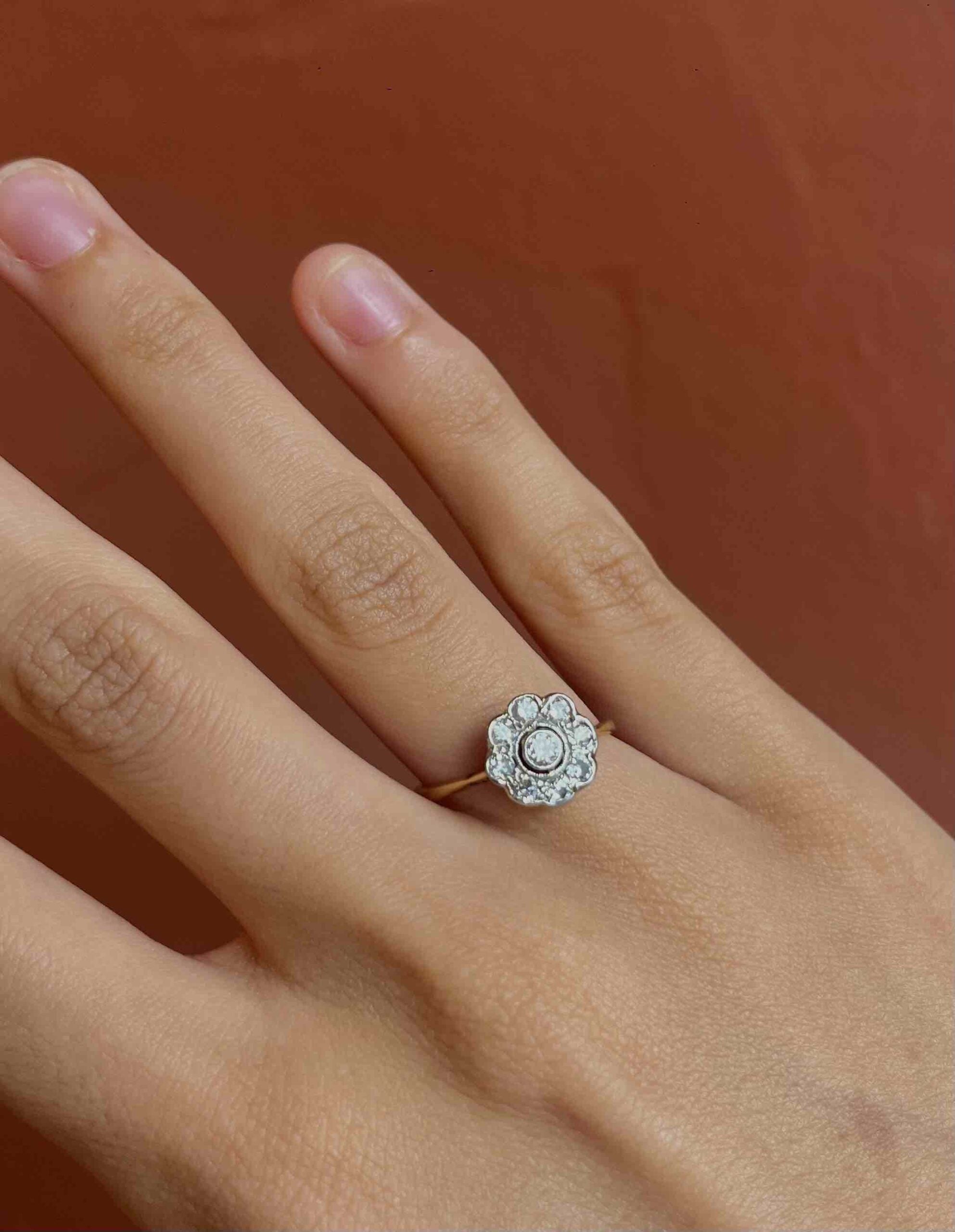 Bague fleur Art déco diamants "Mily"