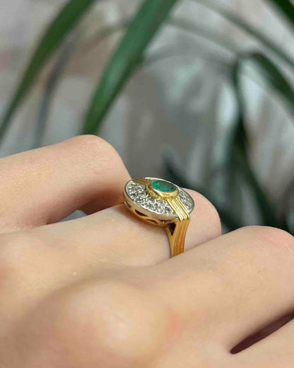 Bague style Art-déco Emeraude et 22 Diamants &quot;Orlane&quot;