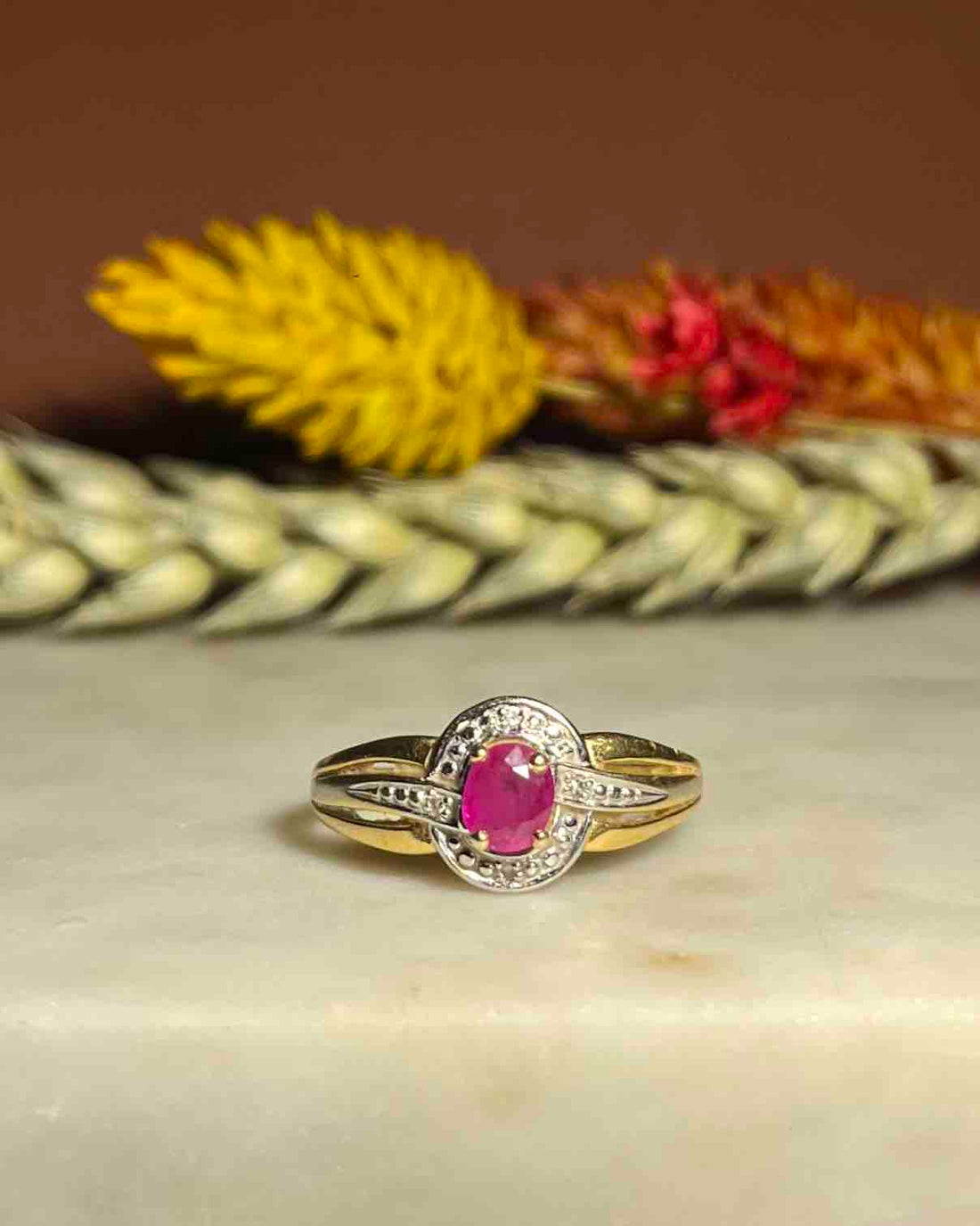 Bague style art déco rubis et diamants &quot;Hermione&quot;