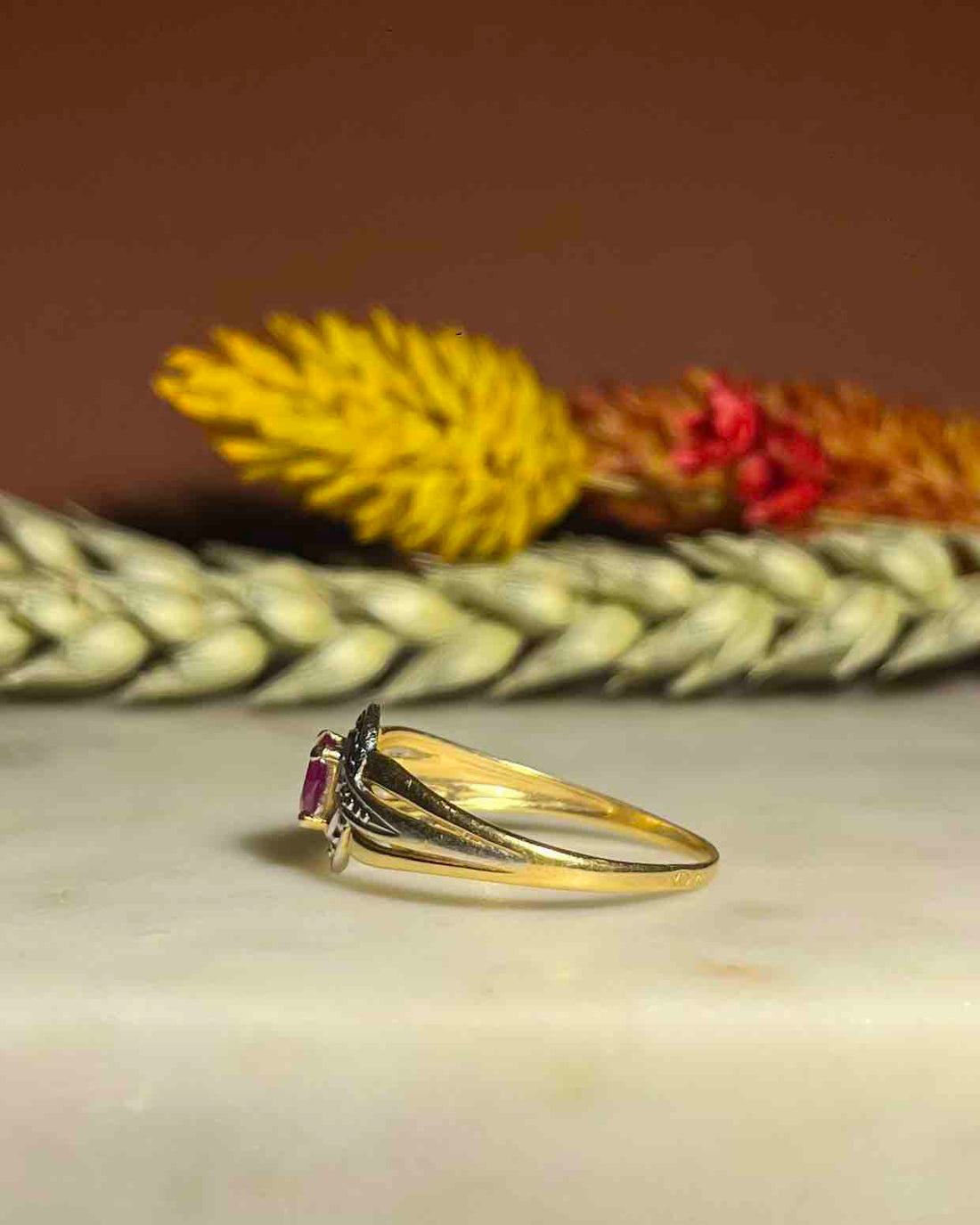Bague style art déco rubis et diamants &quot;Hermione&quot;