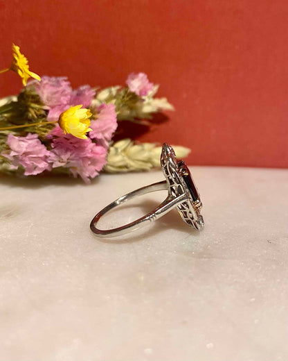Art Deco Sapphire Ring 3.20 carats &amp;amp; 14 Diamonds &quot;Suzie&quot;