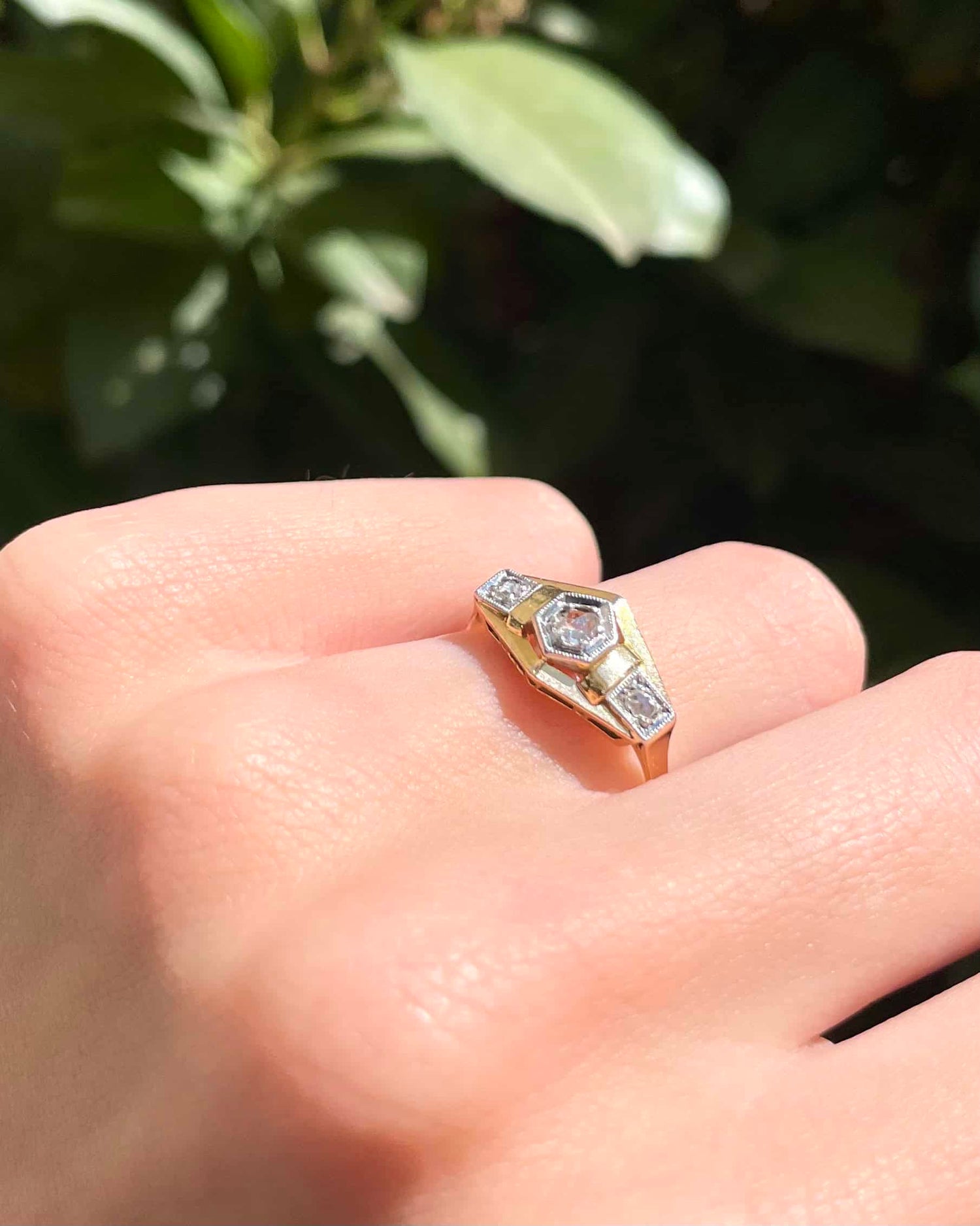 Bague Art-déco Tank Diamants &quot;Zephyra&quot;