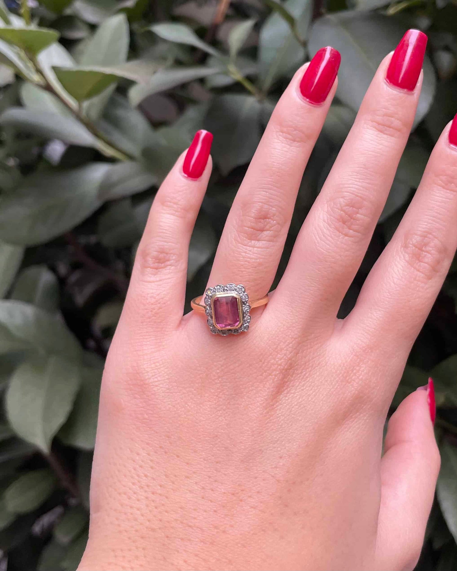 Bague Art-Déco Tourmaline Rose 1.50 carat &amp; Diamants &quot;Gaïa&quot;