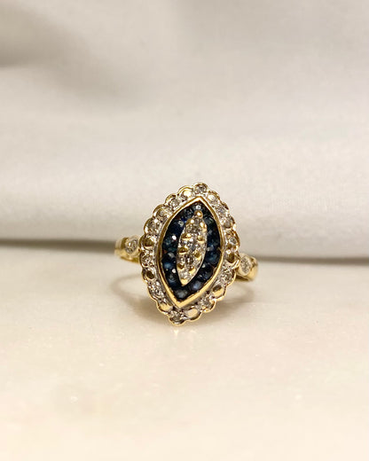 Bague Marquise Saphirs 0.24 carat &amp; Diamants &quot;Jacinthe&quot;