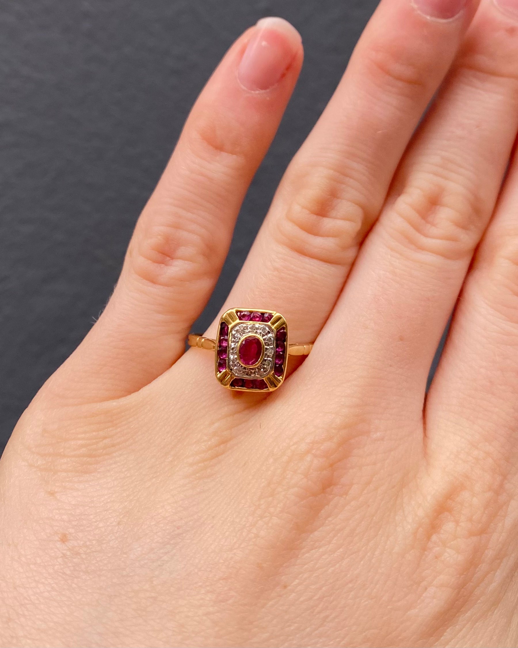 Bague Style Art-Déco Rubis &amp; Diamants "Constance"