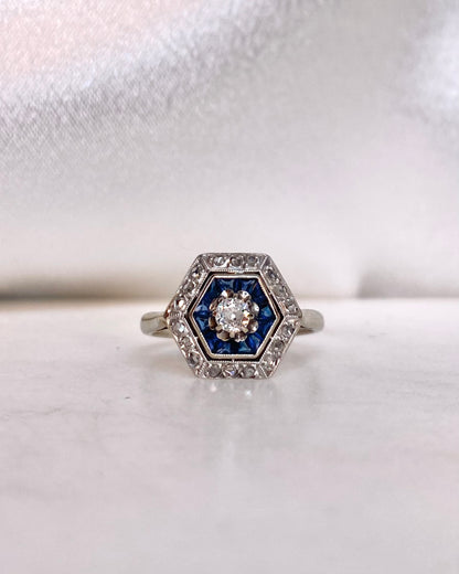 Bague Art-Déco Saphirs 1.10 carat &amp; Diamants &quot;Carmina&quot;