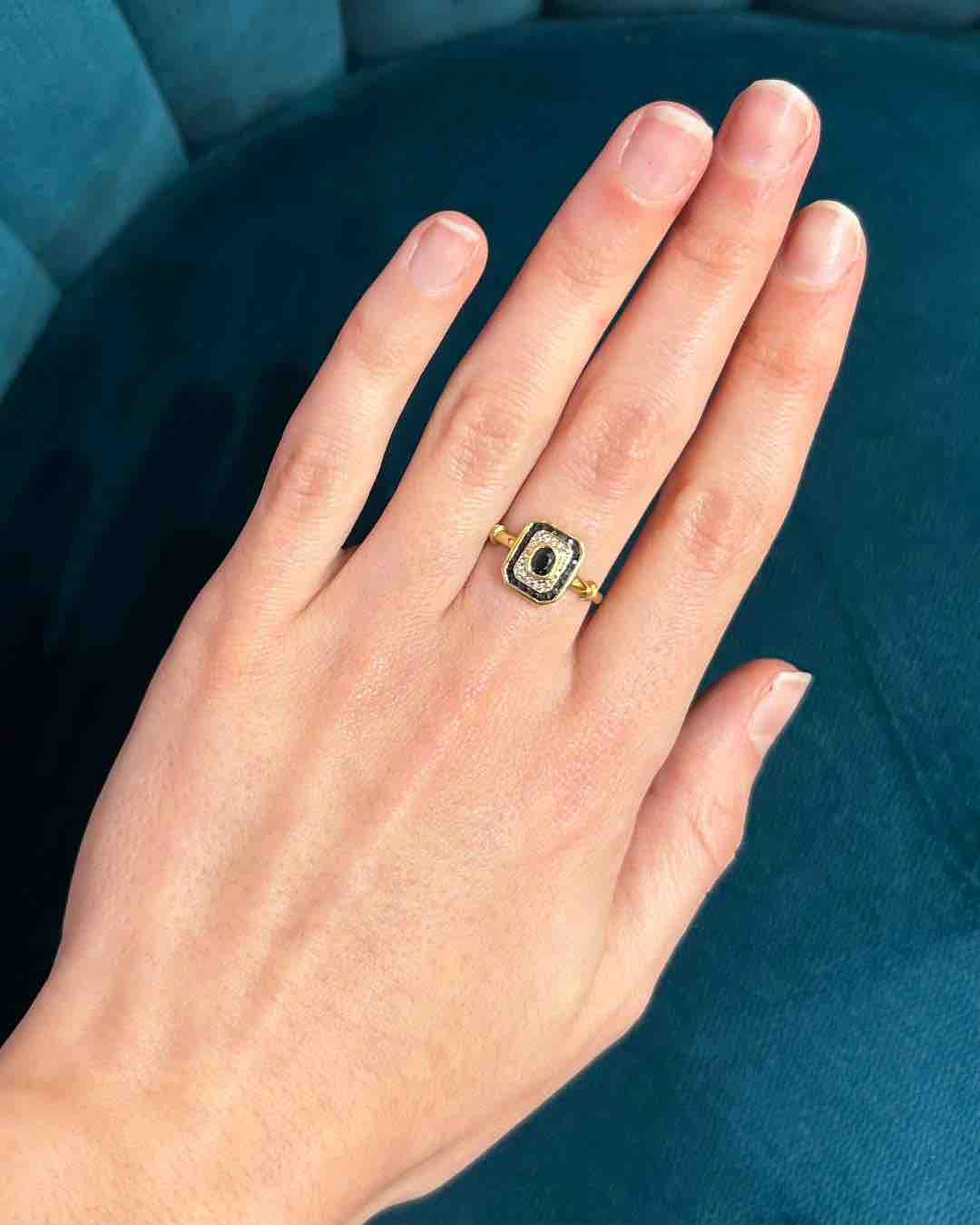 Bague style Art-Déco Saphirs &amp; Diamants &quot;Ava&quot;