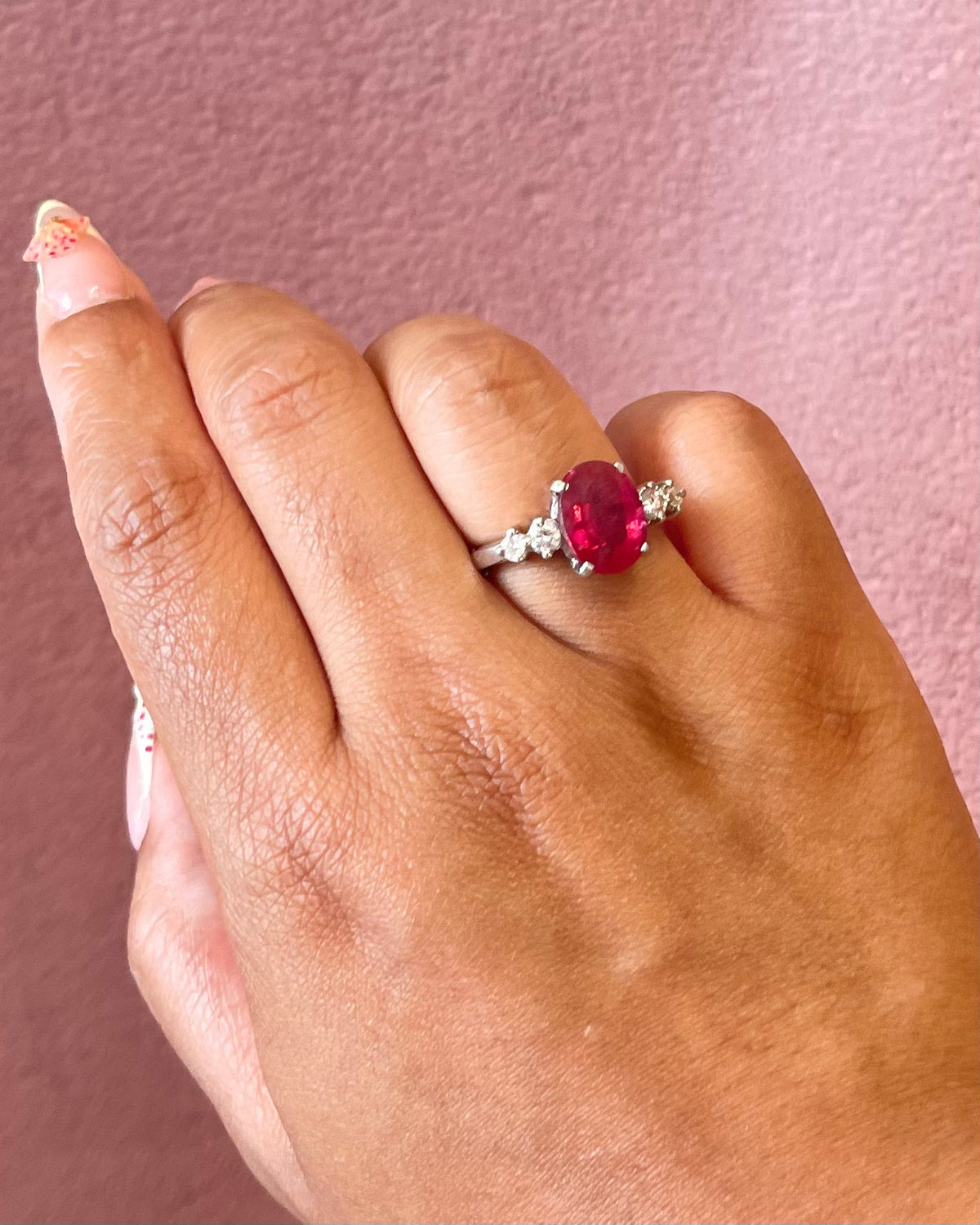 Bague Trilogie Tourmaline Rose 4.50 carat &amp; Diamants 0.26 carat "Carla"