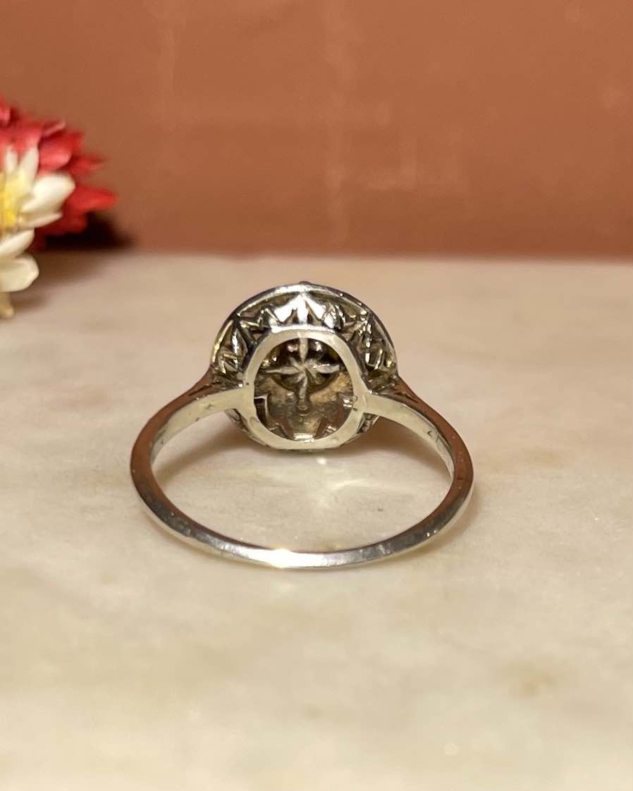 Bague Art-Déco Perle &amp; 8 Diamant &quot;Lyss&quot;