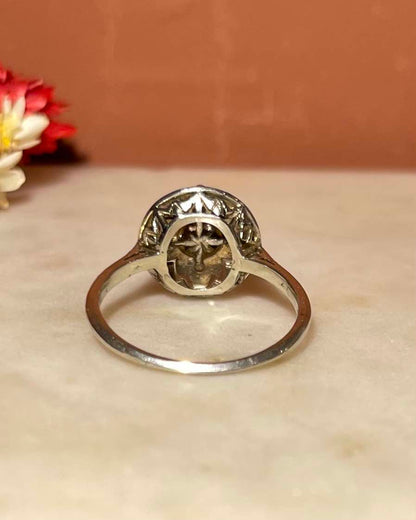 Bague Art-Déco Perle &amp; 8 Diamant &quot;Lyss&quot;