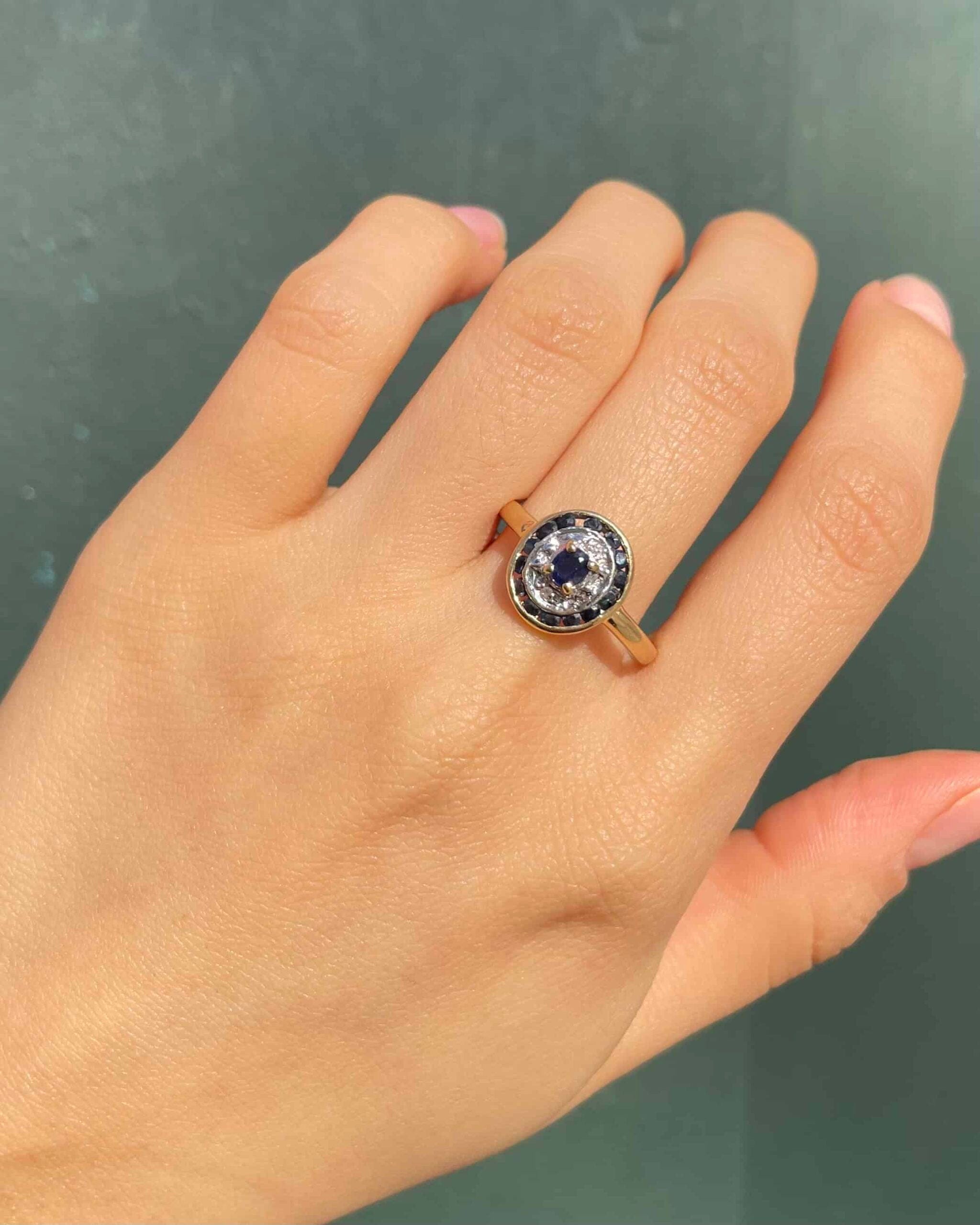 Bague Style Art-Déco Saphirs &amp; Diamants "Katerina" - Elliade Paris