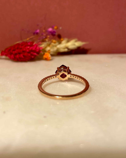 Bague Solitaire Grenat 1 Carat &amp; 20 Diamants &quot;Maty&quot;