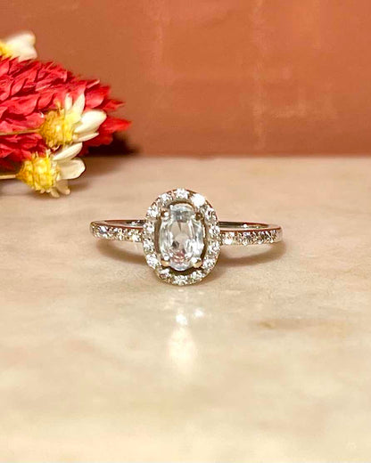 Bague style art-déco Aigue-Marine &amp; 22 Diamants &quot;Analy&quot;