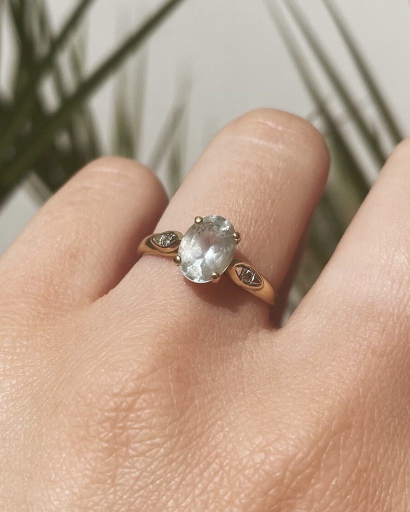 Bague Aigue - Marine &amp; diamants "Joséphine" - Elliade Paris