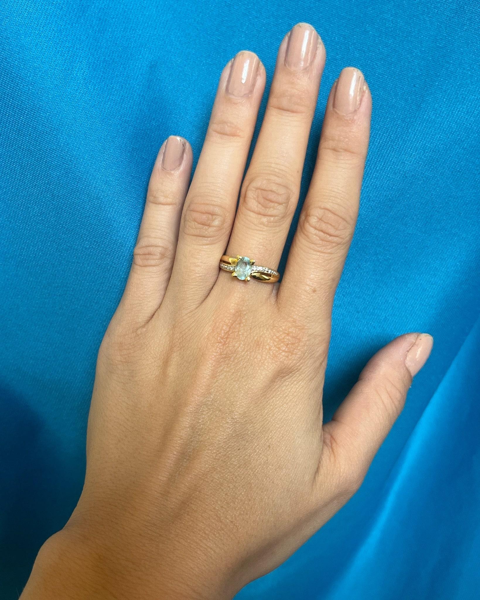 Bague Aigue - Marine &amp; diamants "Zoya" - Elliade Paris