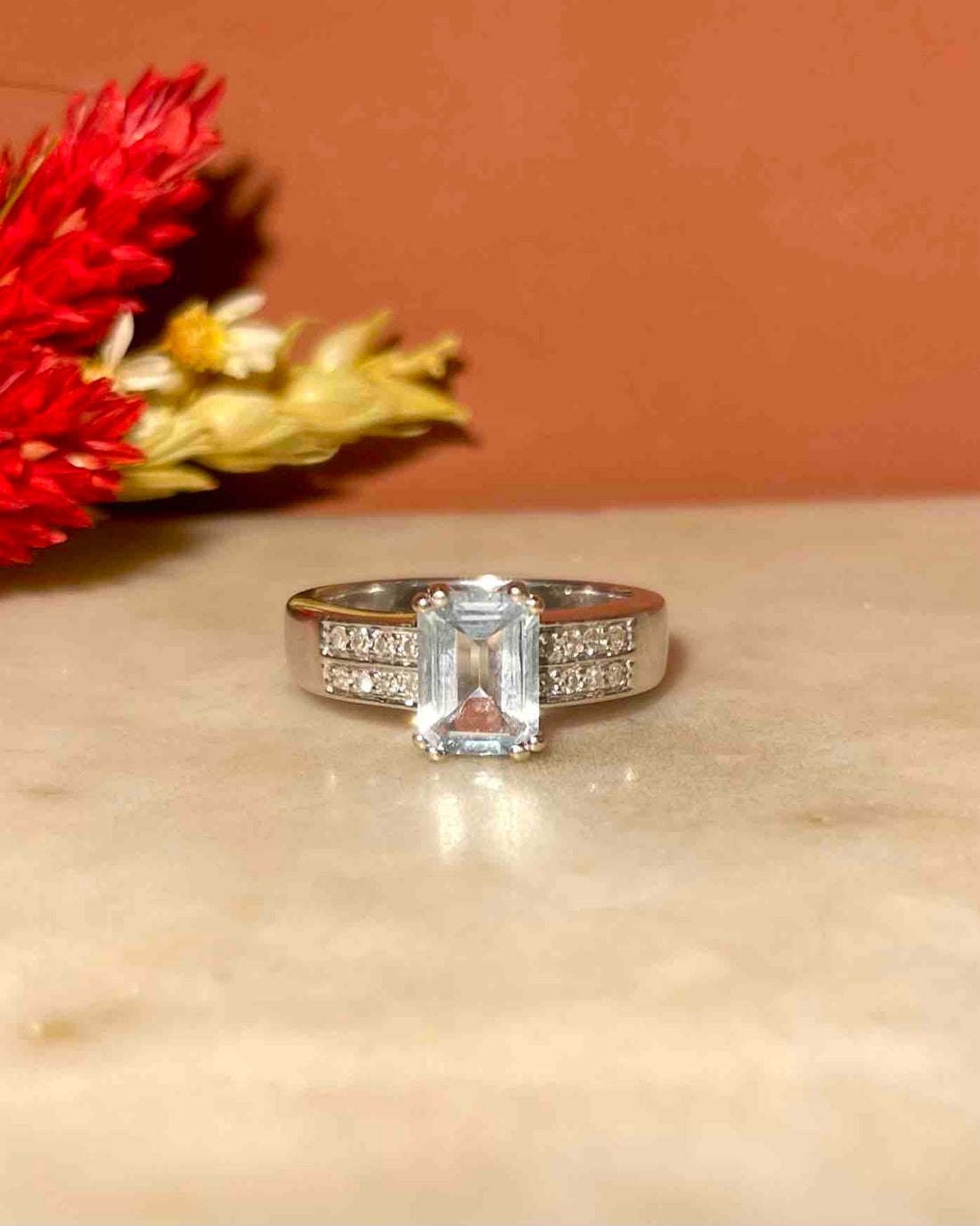 Bague Jonc Aigue-Marine &amp; 16 Diamants &quot;Maïlyne&quot;