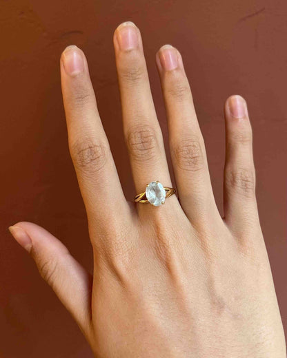 Bague Aigue - Marine vintage &quot;Geneviève&quot; - Elliade Paris