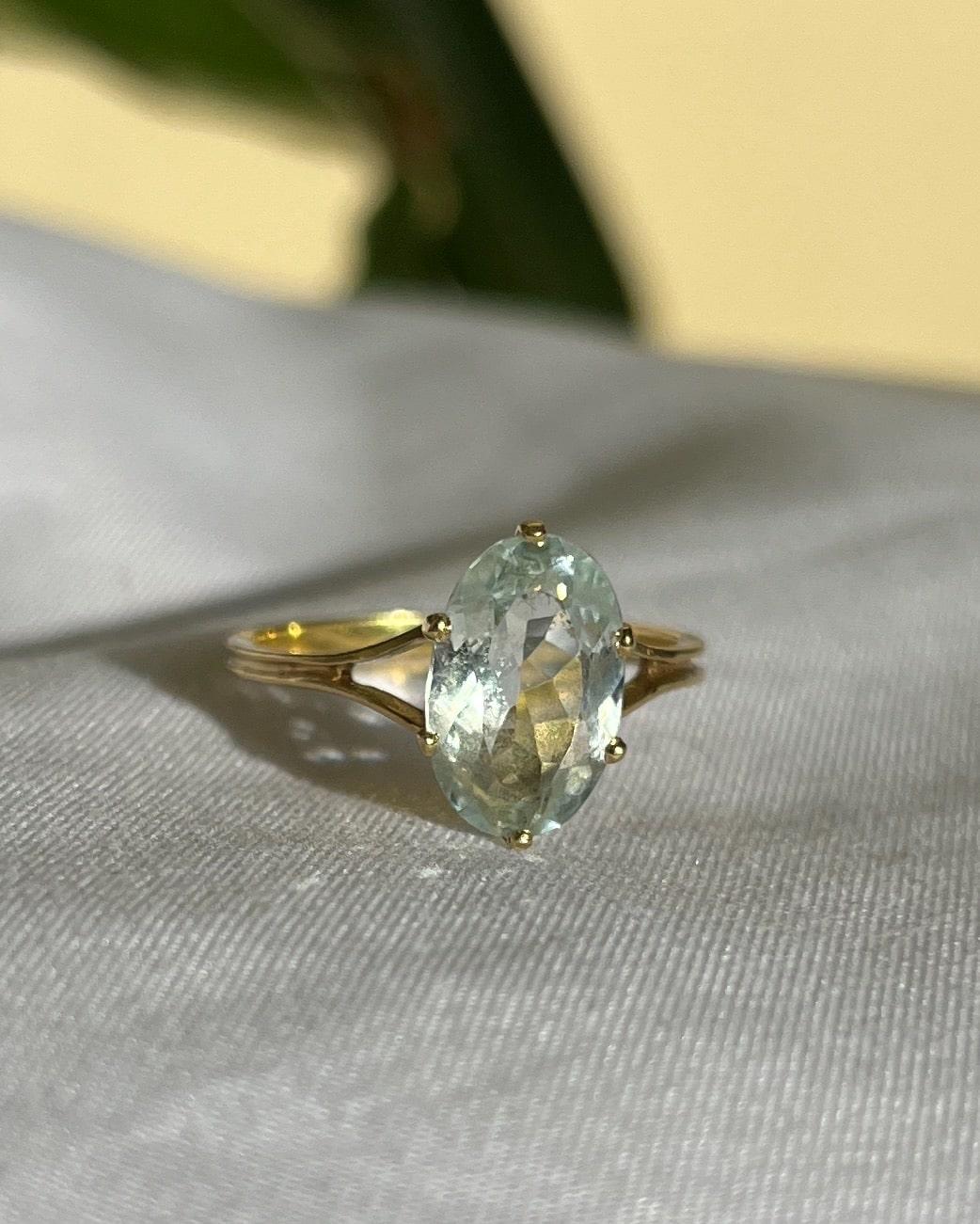 Bague Aigue - Marine vintage &quot;Leora&quot; - Elliade Paris