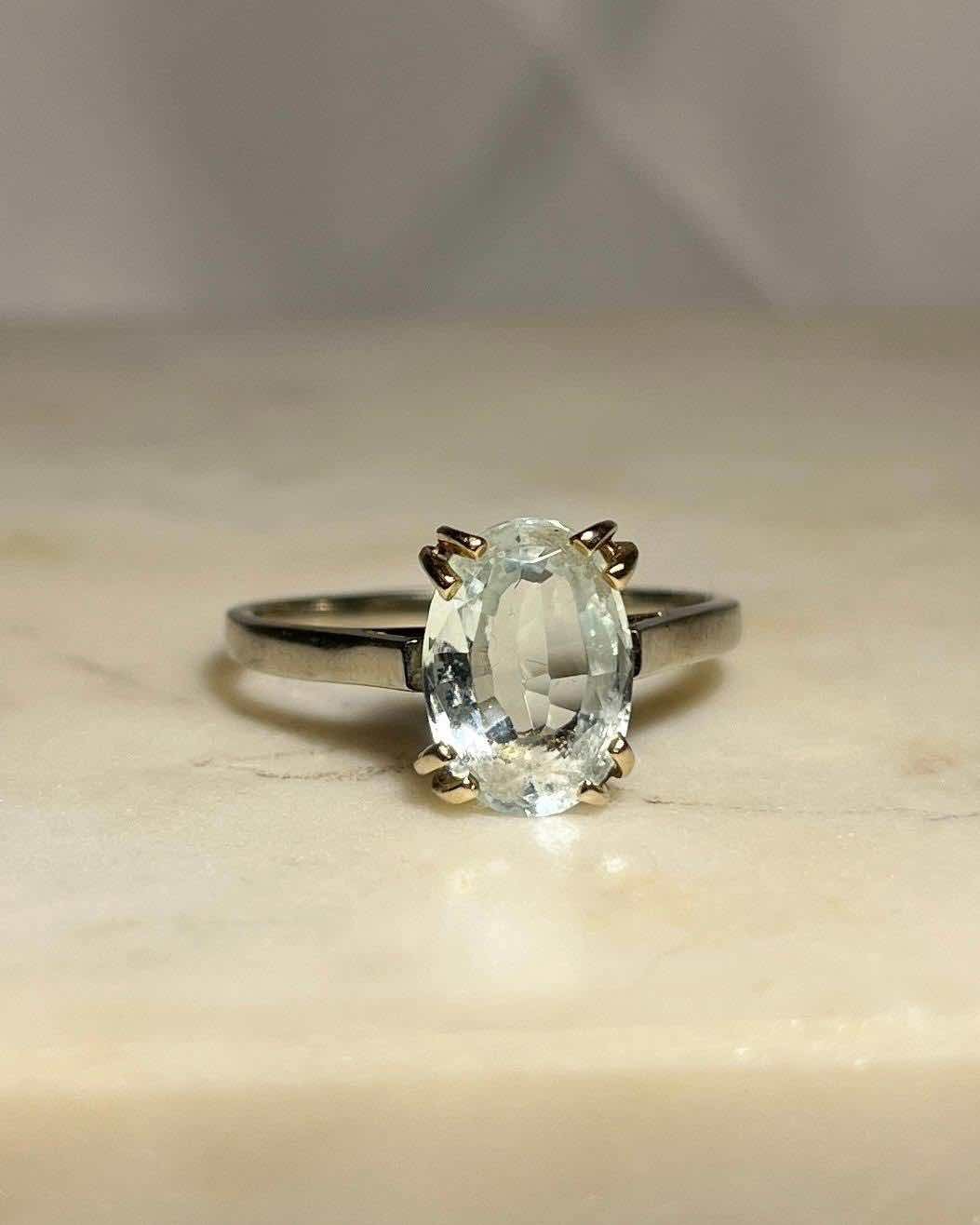 Bague Aigue - Marine vintage "Valentina" - Elliade Paris